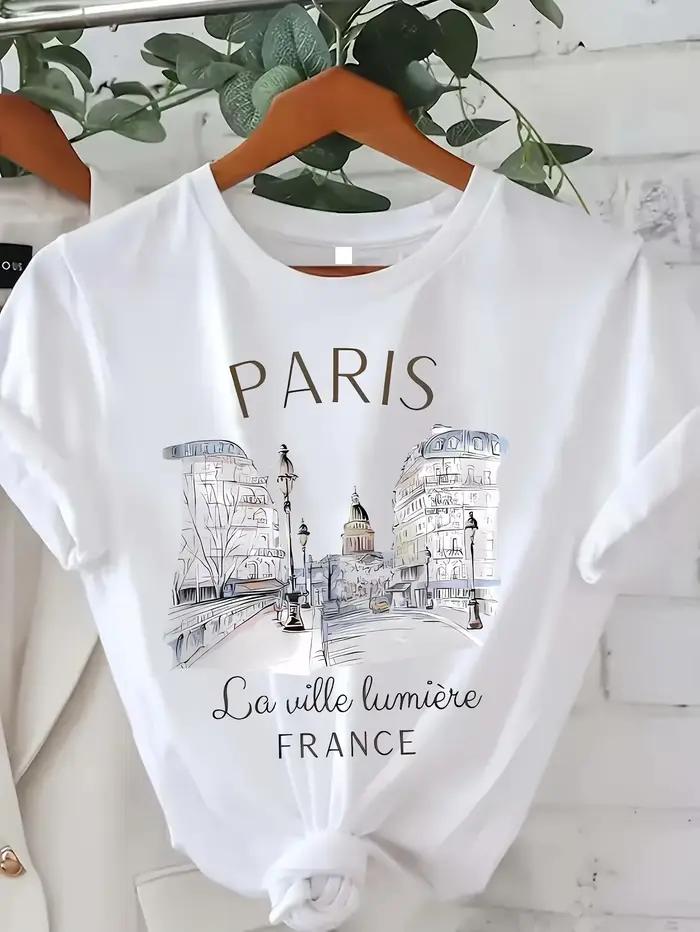 Y2k T-shirt Paris femmes imprimé