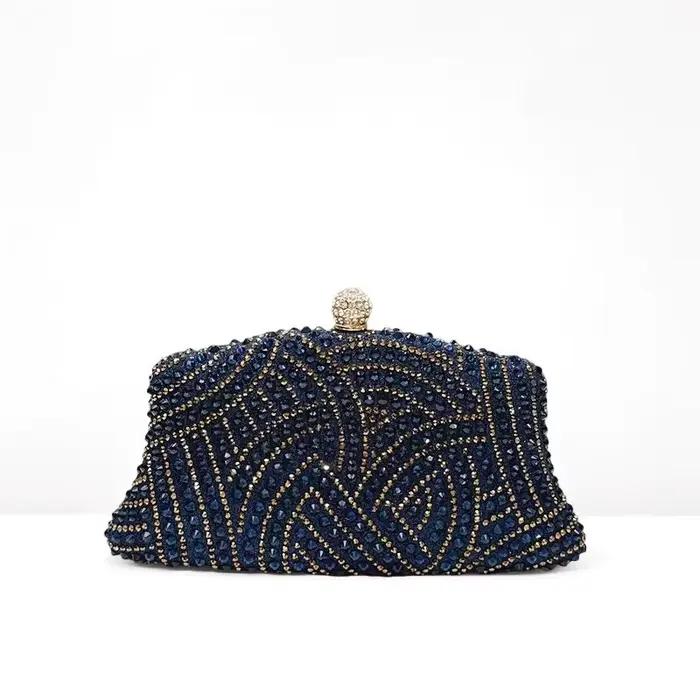 Sac à main de soirée brillant en strass violet pour femmes