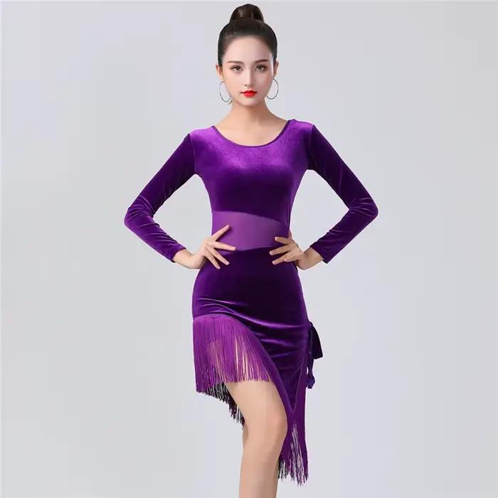 Robe de danse latine à pampilles pour femmes