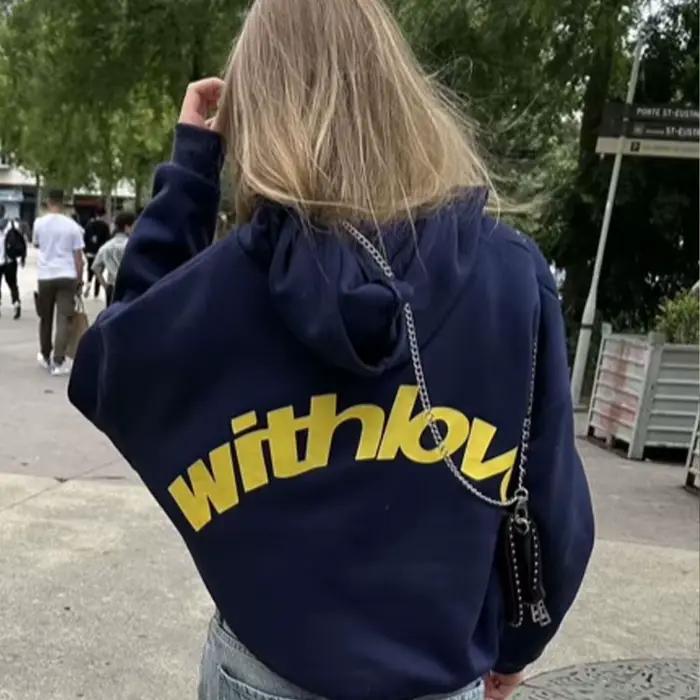 Sweat-shirt à capuche imprimé 'withlove' pour hommes/femmes