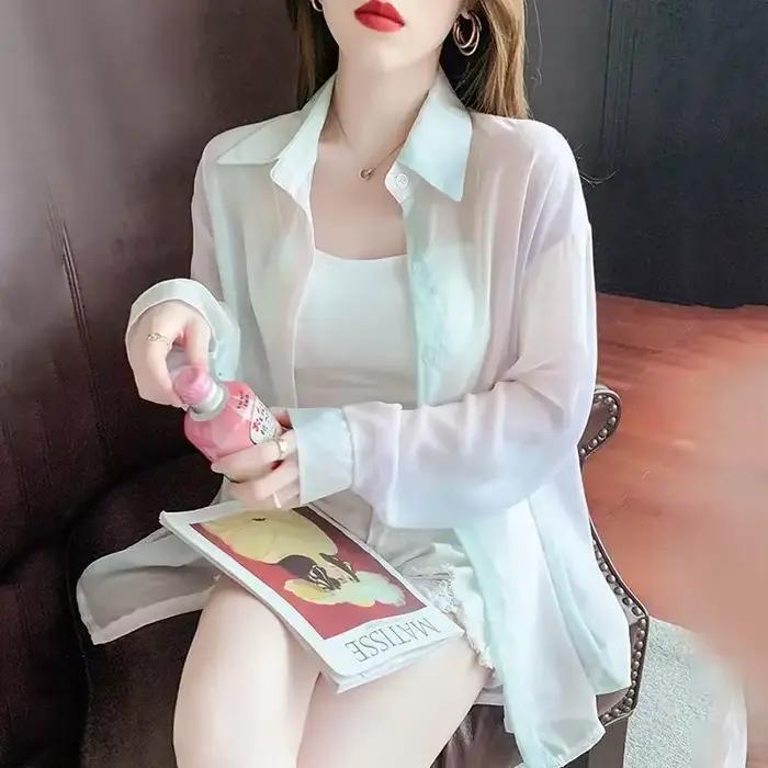 Chemise et chemisier pour femmes, col en V, Style fin, boutonné, hauts pour femmes, tunique 2025 M, vêtements élégants pour jeunes, vente de mode esthétique