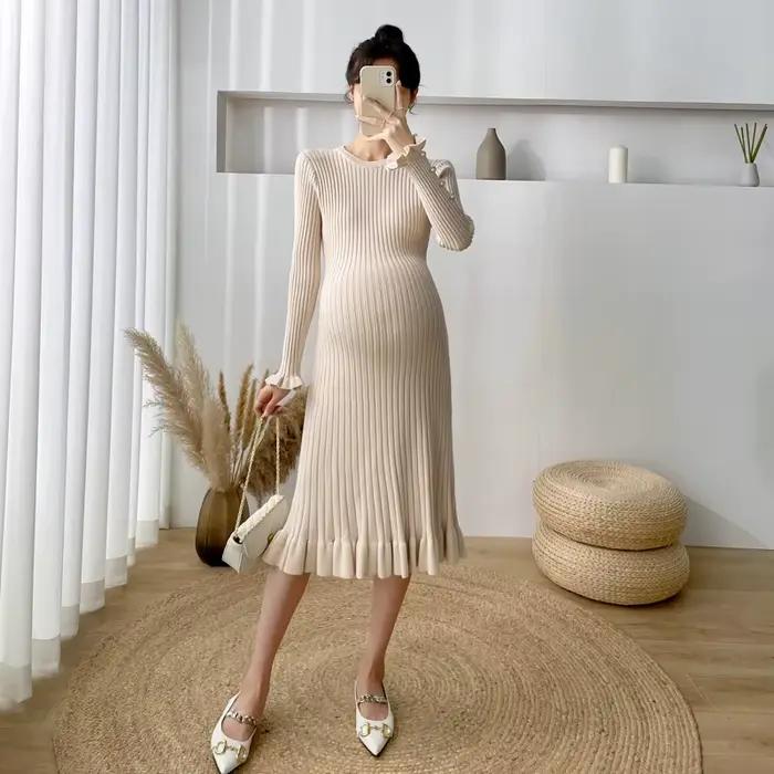 Robe trapèze à volants avec perles pour femmes enceintes