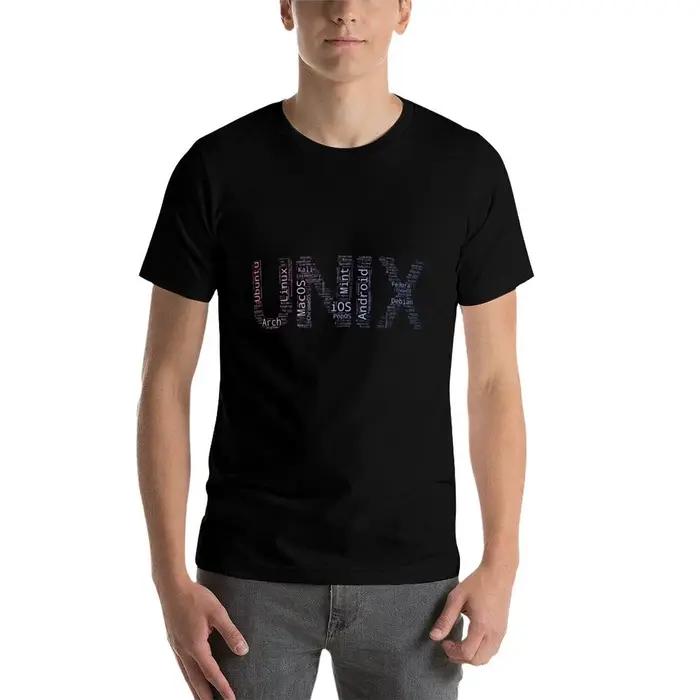 UNIX/LINUX Wordcloud T-Shirt t-shirts pour homme coton doux hommes