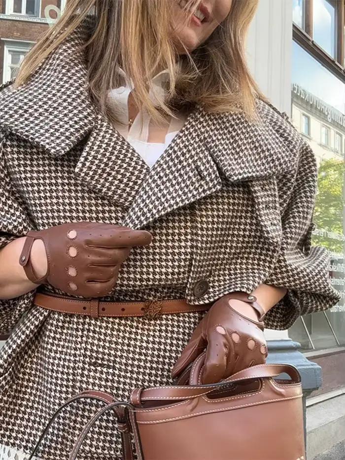Veste à manches longues à carreaux pour femme