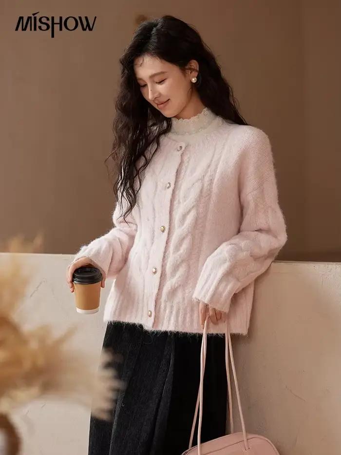 Cardigan en laine à simple boutonnage pour femme