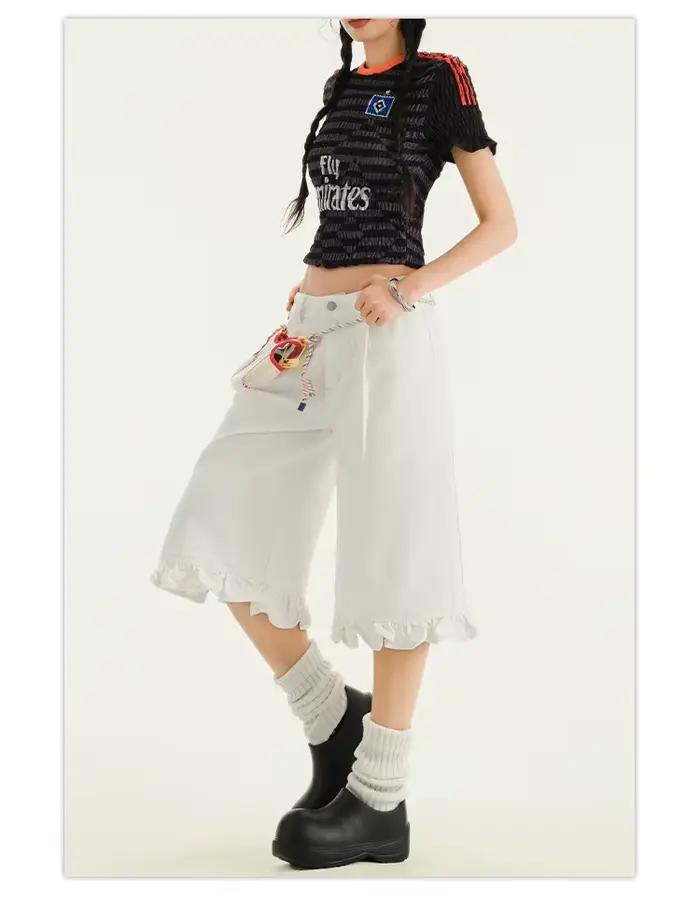 2025 été femmes Abi Y2k Streetwear Jorts Gyaru volants Denim Shorts taille basse 2000s japonais Harajuku Jean pantalon mode coréenne