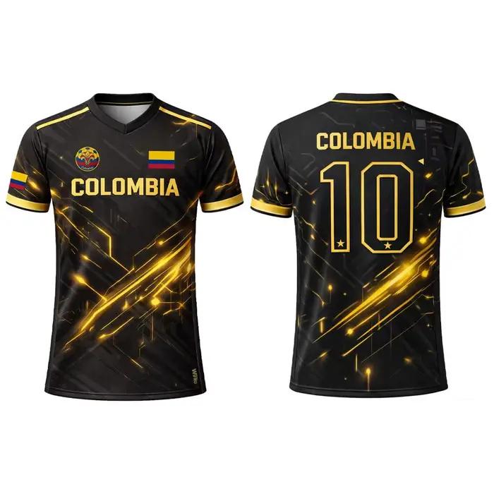 Nouveau Maillot de Foot 2026 Imprimé Drapeau Columbia T-shirt Sportif Respirant Col V Unisexe Entraînement Décontracté Streetwear Cadeau Idéal pour les Fans Occasions Spéciales