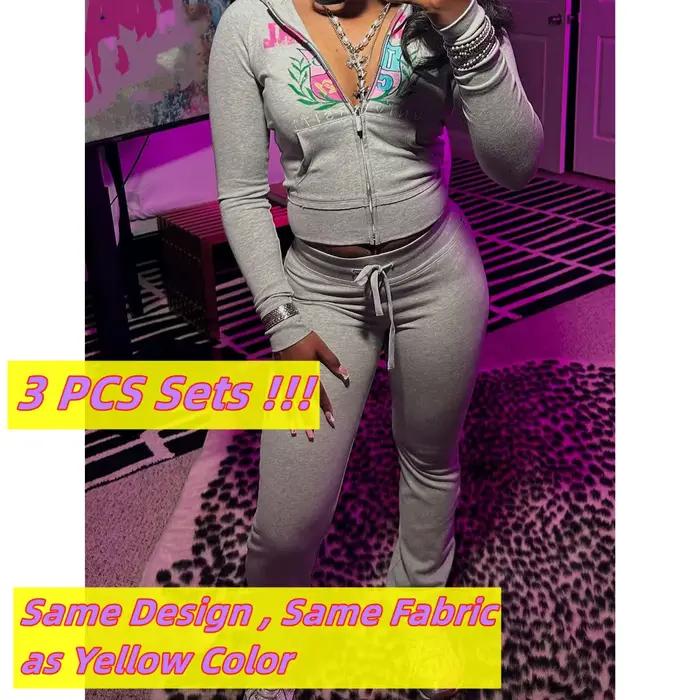 FAGADOER mode lettre impression 2 pièces ensembles femme tenue Zip culture haut à capuche + tube + pantalon costumes