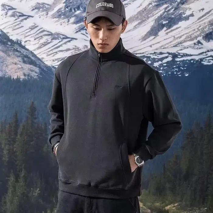 Pulls à Capuche Homme Printemps 2026 Nouveaux Modèles Demi-Zip Polo Imprimés Lettres Oversize Patchwork Y2K Vintage Streetwear