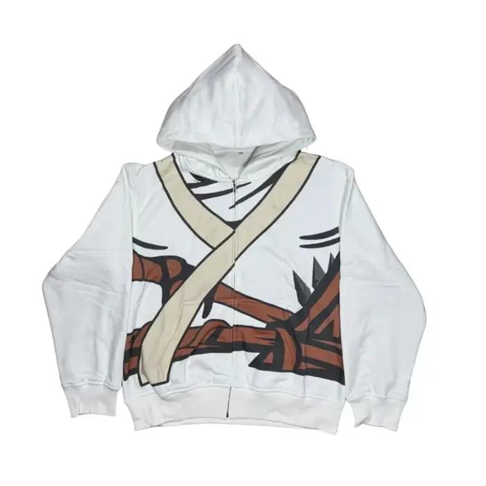Sweat-shirt à capuche zippé Y2K avec motif de dessin animé Ninja pour hommes et femmes, coupe ample, streetwear, sweat-shirt décontracté, mode hip-hop