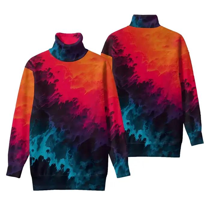Sweatshirt dégradé bleu jaune chic pour hommes mode streetwear polyester impression 3d print casual automne hiver occasion quotidienne