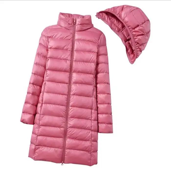 2025 9 couleurs grande taille 5xl 6XL 7XL femmes doudoune longue Ultra légère mince manteau décontracté