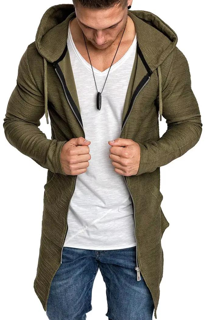 Manteau à capuche coupe-vent Long pour hommes