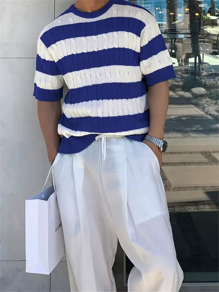 T-shirt d'été tricoté en soie glacée pour hommes