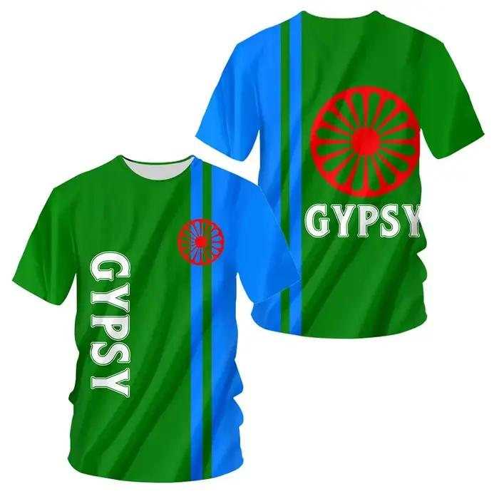 T-shirt imprimé en 3D pour hommes et garçons, style romani, streetwear vintage, vêtement de sport, maillot de jogging, occasion décontractée