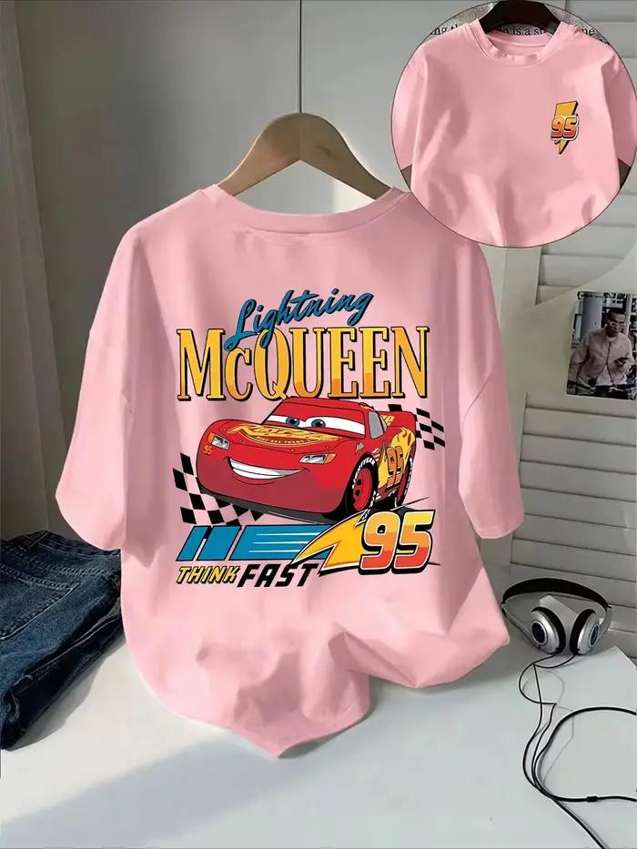 T-shirt assorti pour la famille Cars Lightning McQueen, 95 Think Fast Print, t-shirts décontractés à manches courtes pour tenues parent-enfant