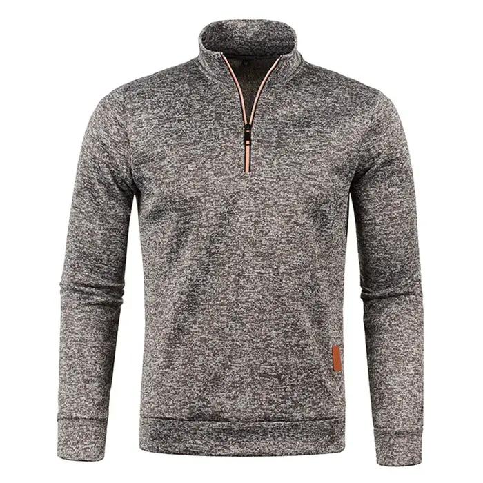 Hommes pull hommes plus épais sweats demi pull à fermeture éclair pour homme à capuche homme sweat automne couleur unie col roulé chandails