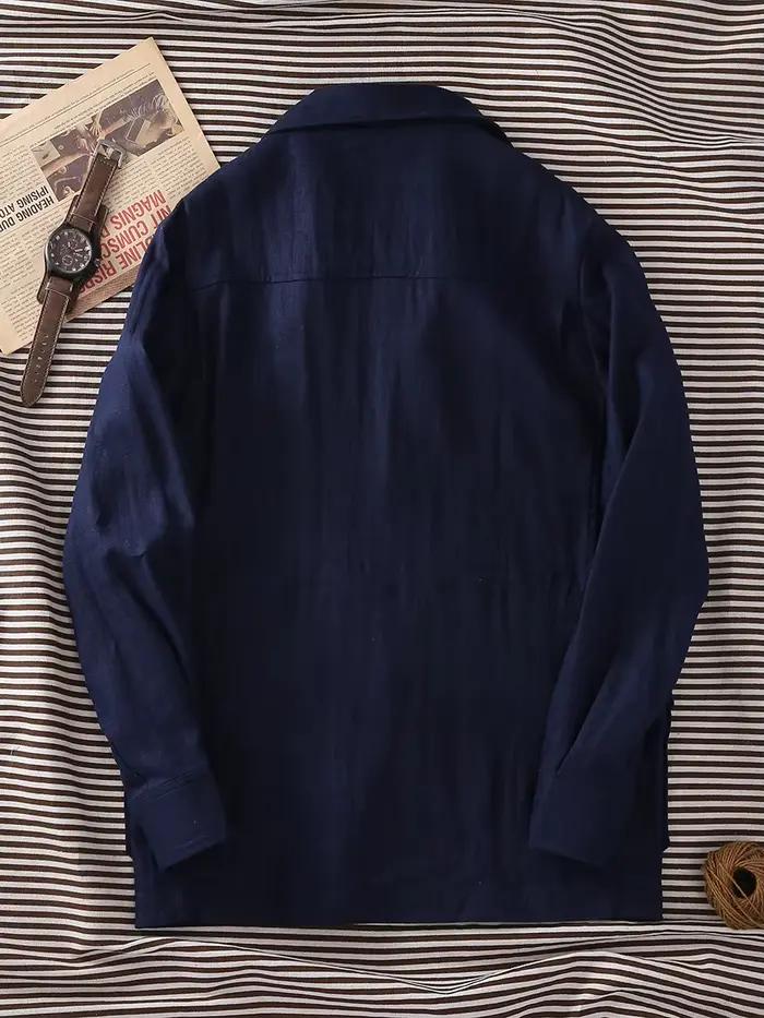 Veste de chasse en lin français bleu marine pour homme