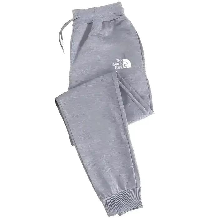 Joggers décontractés pour hommes avec cordon de serrage élastique à la taille et aux chevilles à revers – Tricot 100%