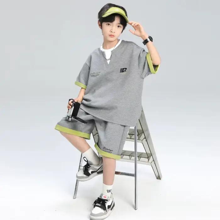 Vêtements sportifs coréens pour enfants, ensembles de survêtement pour garçons, dessus de chemise, vêtements de maison, ensemble d'été pour enfants de 10 à 14 ans, 2025