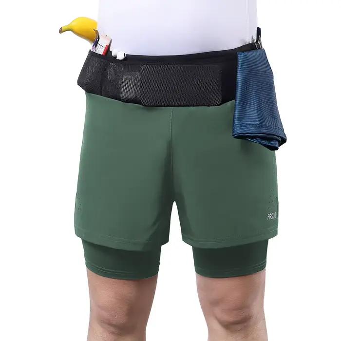 Arsuxbones-Short de course 2 en 1 pour homme, taille haute, athlétique, sport, entraînement, avec poches, pour gym, jogging, tennis