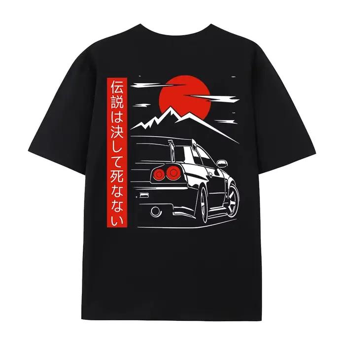 T-shirt Harajuku style japonais pour hommes, imprimé au dos, streetwear, design original, coupe oversize, unisexe, décontracté