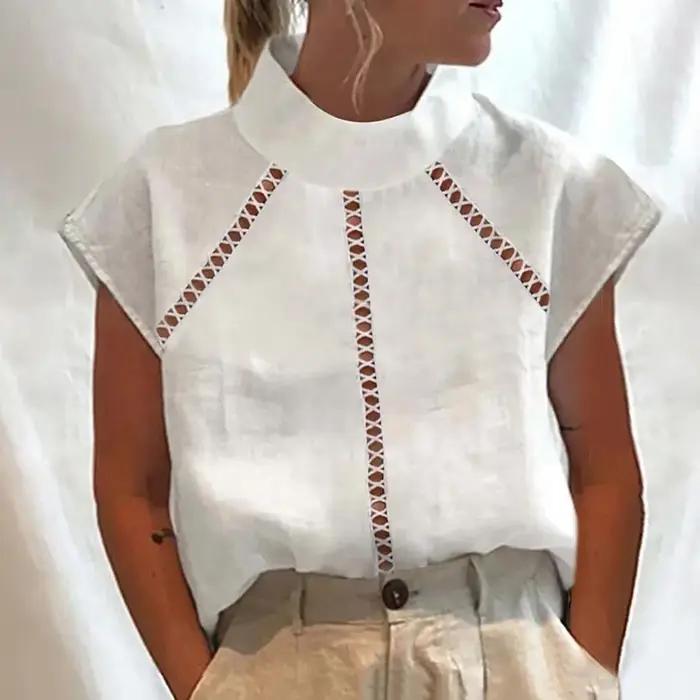 Chemise blanche légère en lin de coton pour femmes