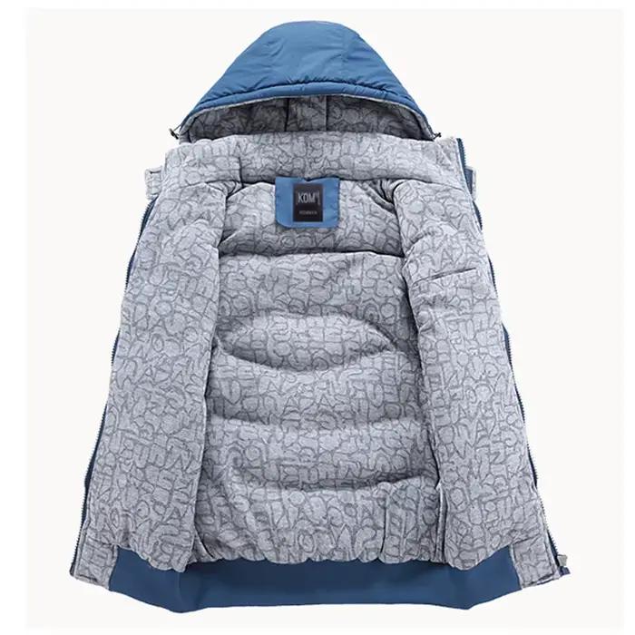 Veste à Capuche en Polyester Rembourré Décontractée pour Homme, Manteau Hiver Automne Tailles M L XL XXL XXXL Couleurs Bleu Clair Bleu Foncé Rouge Noir