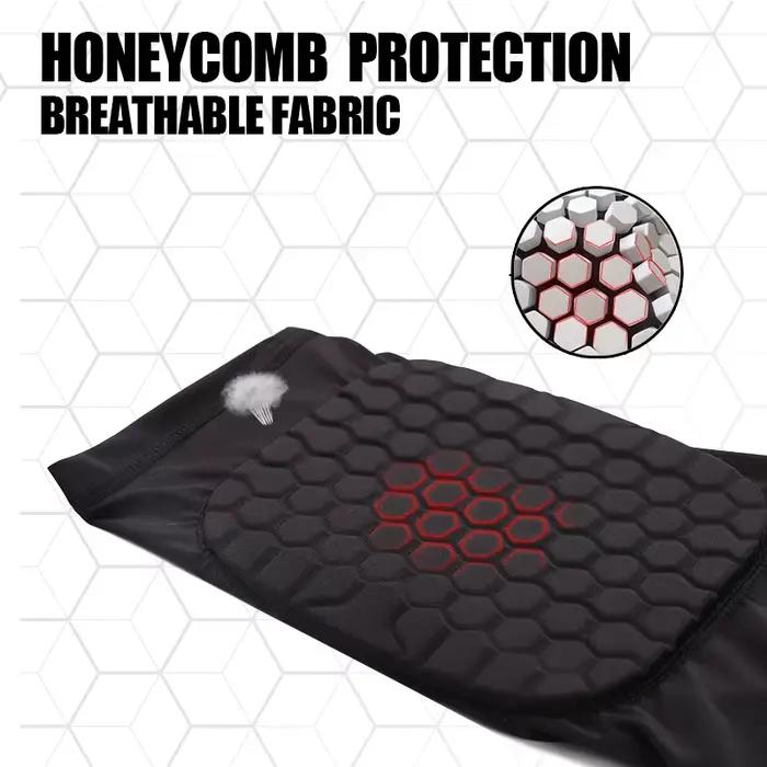 Leggings de sport anti-collision pour homme, leggings de protection des genoux pour entraînement, basket-ball, salle de sport, fitness, ski, patinage, sécurité, polyester élasthanne, blanc, noir, 3/4, 3XL