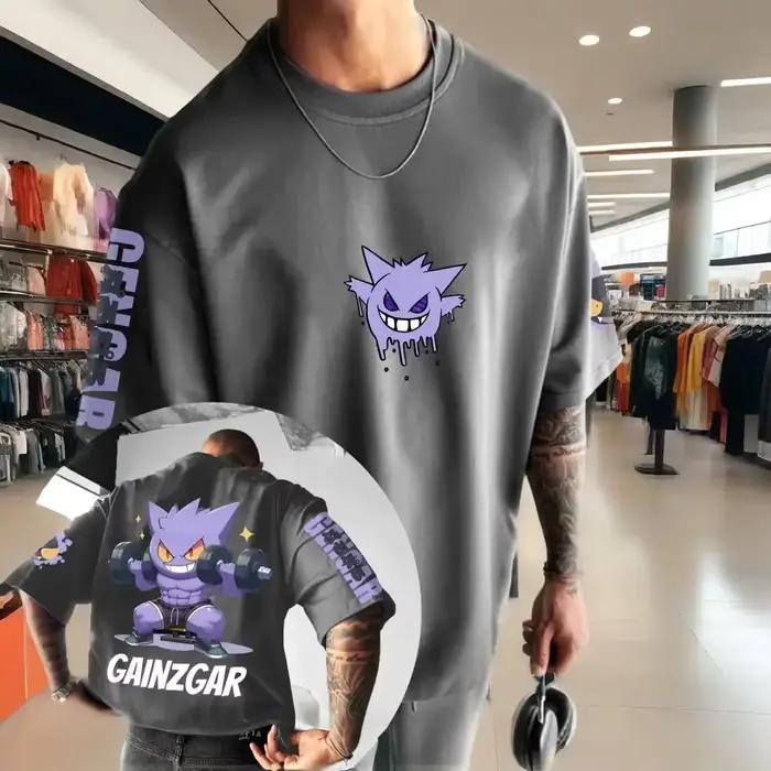Pokémon Animation dérivés Gengar impression T-shirt hommes et femmes été surdimensionné ample coton rue tendance marque haut