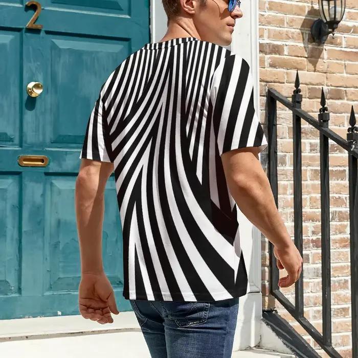T-shirt rayé noir et blanc pour hommes