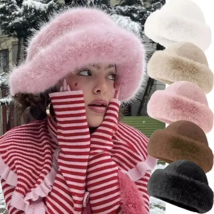 Chapeau d'hiver en fourrure moelleuse