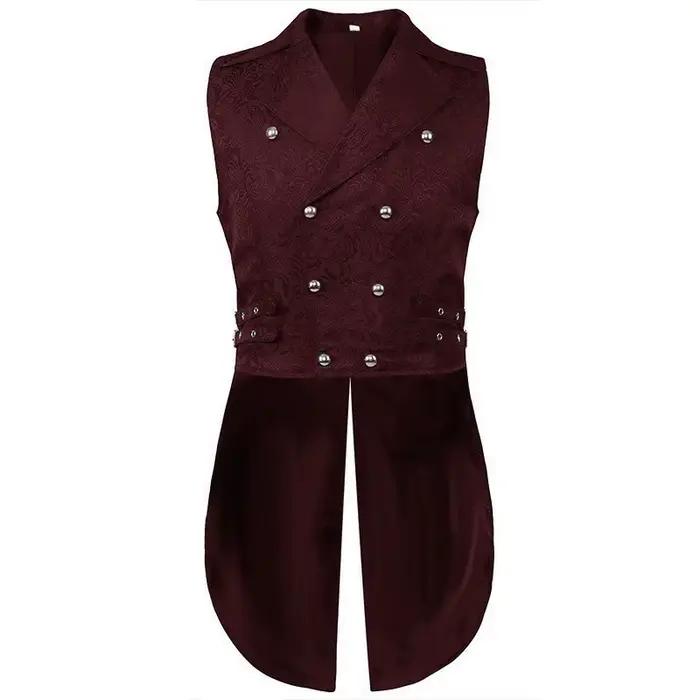 Gilet de costume noir pour homme ; Tissu jacquard