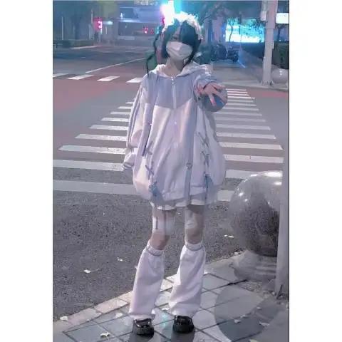 Sweat-shirt à capuche Harajuku Kawaii mignon et décontracté pour femmes en coton gothique occasionnels et spéciaux