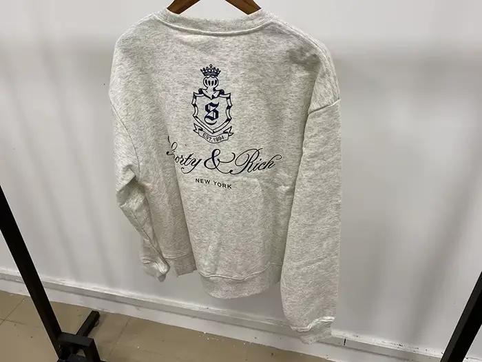 Sweat-shirt ras du cou en coton gris marine pour femme