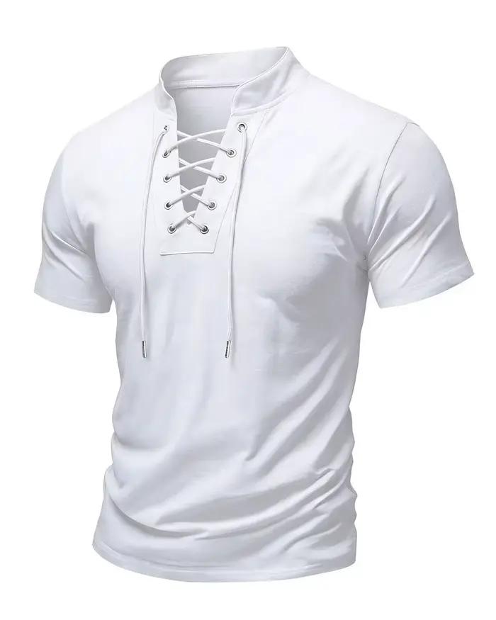 T-shirt à manches courtes à lacets pour hommes
