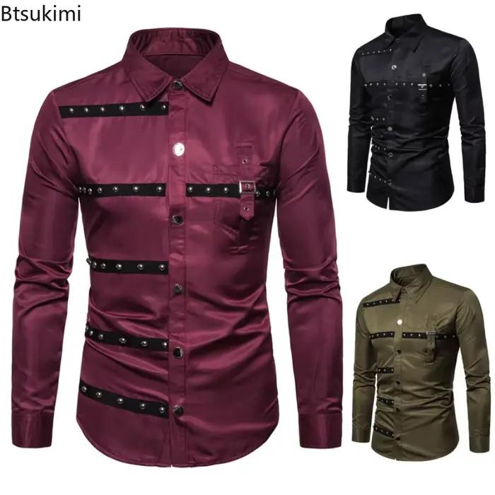 Chemises à manches longues pour hommes 2026 – Style Hip Hop, Streetwear, Gothique, Médiéval, Classique, Vintage – Idéales pour Fêtes, Performances et Cosplay – Vêtements pour Hommes