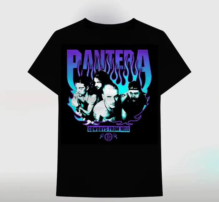 T-shirt décontracté avec logo du groupe Pantera Flames