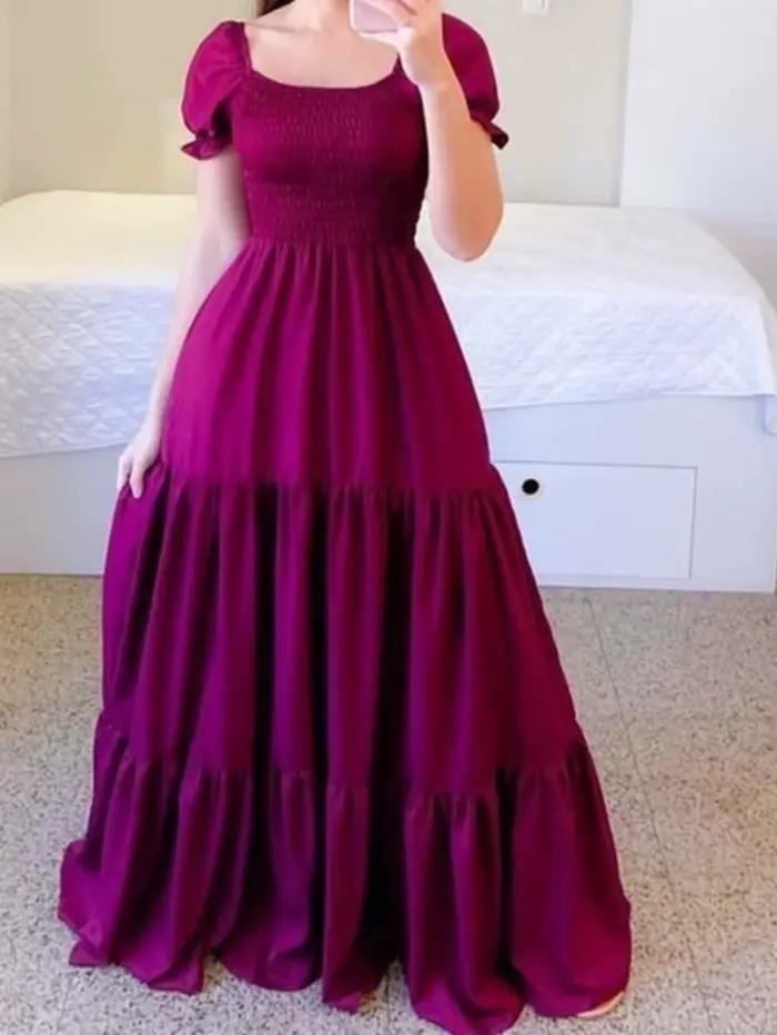 Robe longue à fleurs style bohème pour femmes
