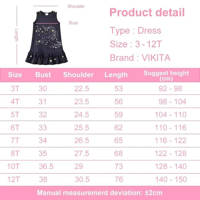 Robe d'été sans manches bleu marine pour filles VIKITA
