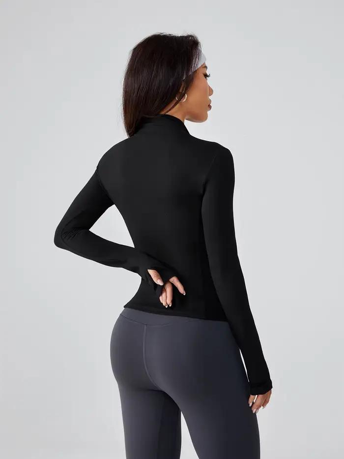Veste de yoga extensible zippée pour femme – Vêtements de sport à manches longues pour la course et la salle