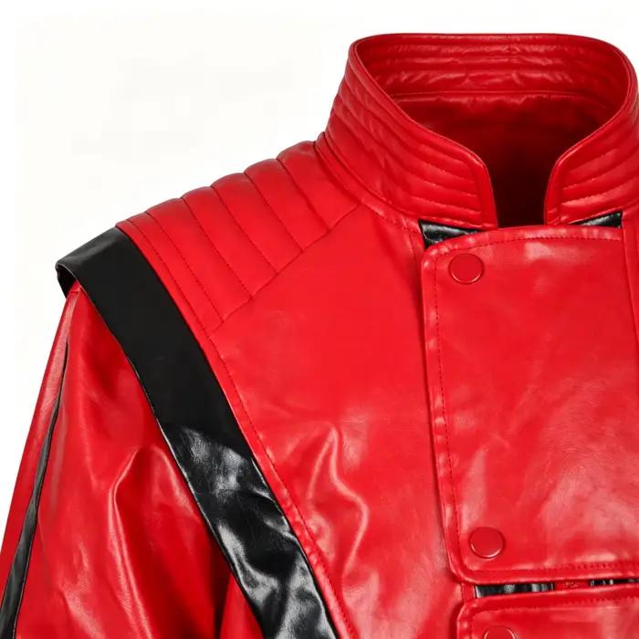 Veste en simili cuir rouge pour enfants, style hip-hop, pour les fêtes et occasions spéciales