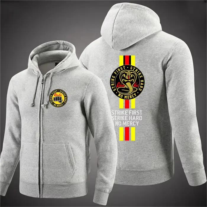 Cobra Kai No Mercy imprimé hommes sweat à capuche avec fermeture éclair vestes en coton de haute qualité Sport sweats printemps automne manteaux décontractés hauts