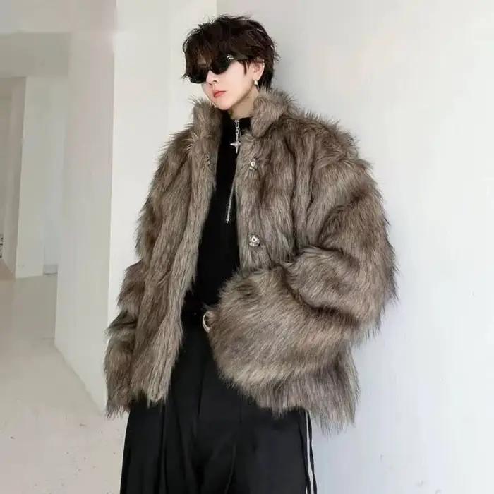 Vestes en fausse fourrure de style coréen pour hommes