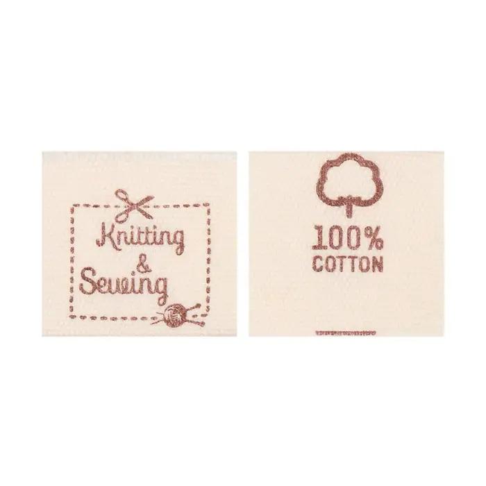 Étiquettes de vêtements en tissu coton main avec dessin animé chat amour cœur pour hommes femmes occasions sportives bricolage tricot 50 pièces