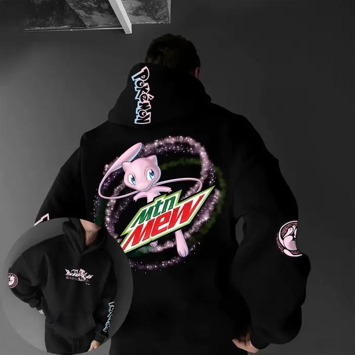 Nouveau Hoodie en Coton Co-brandé Pokémon Anime Mew 2026 Printemps/Été Style Harajuku Décontracté Ample Unisexe Haut Parent-Enfant