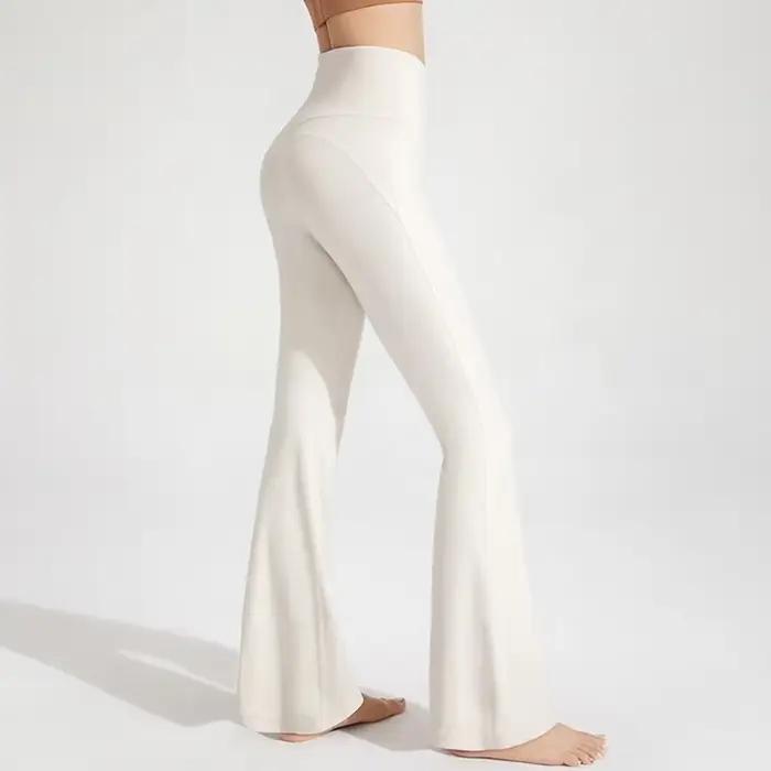 Pantalon évasé taille haute élastique pour femme