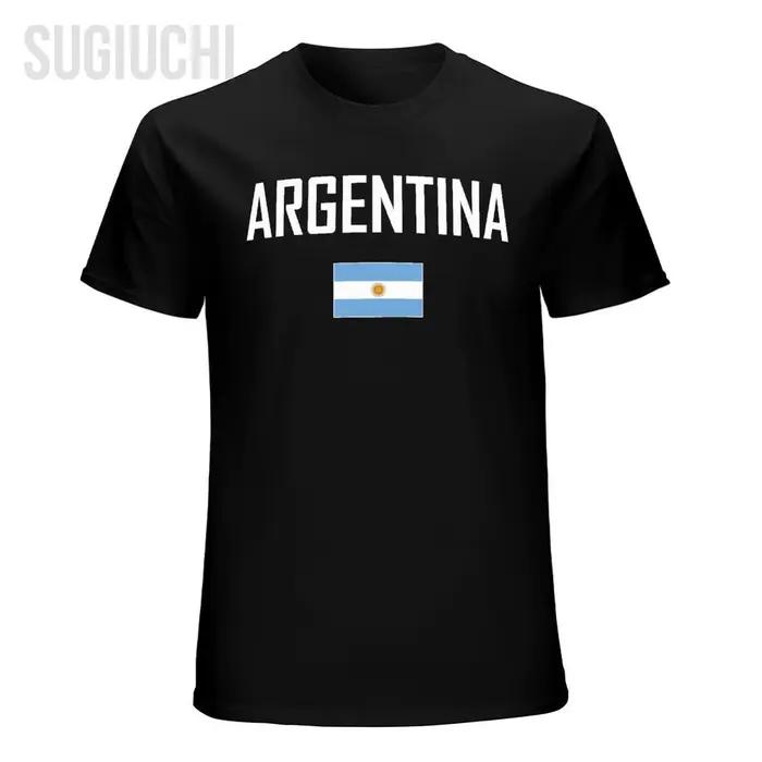 T-Shirt pour hommes et femmes, avec drapeau et police d'écriture de l'Argentine, col rond, vêtements 100% coton, plusieurs couleurs