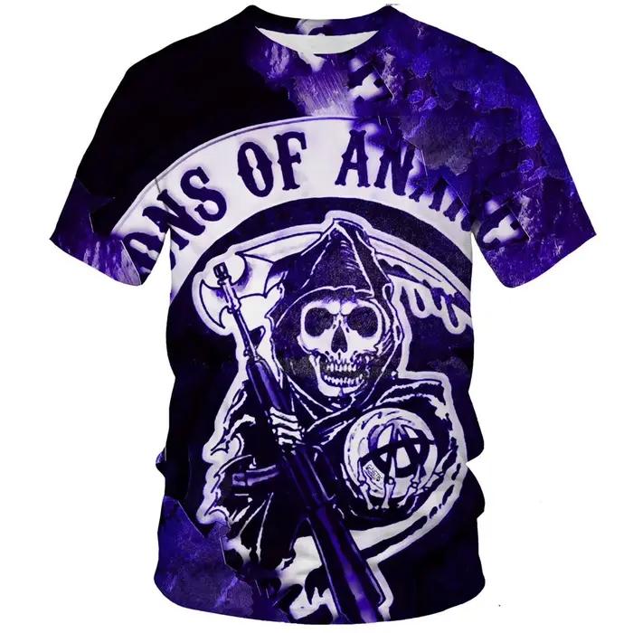 T-shirts vintage Sons of Anarchy, imprimé 3D de veste de motard, pour hommes et femmes, manches courtes, col rond, tee-shirt oversize, streetwear Y2k
