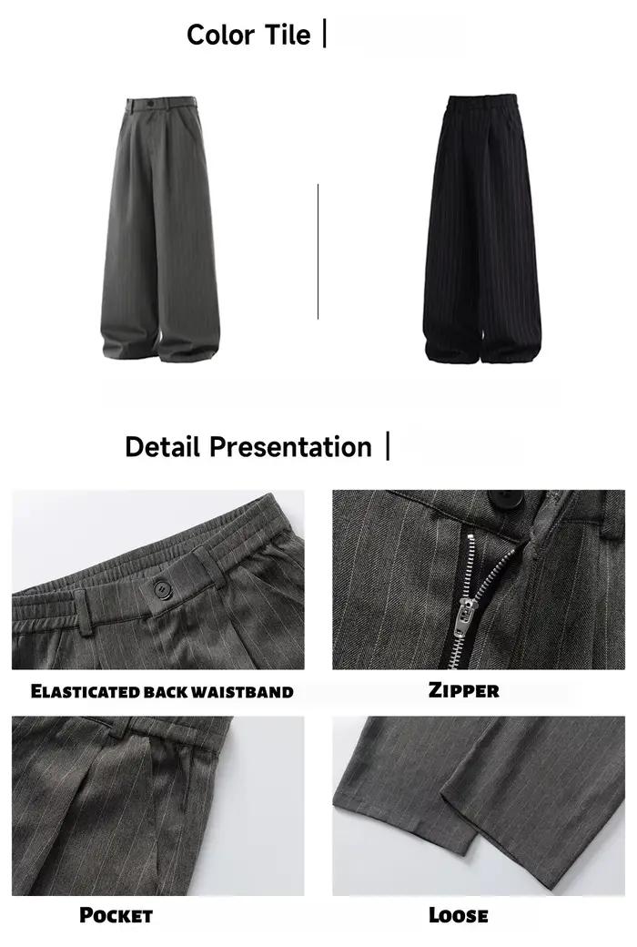 Pantalon drapé à rayures rétro pour hommes